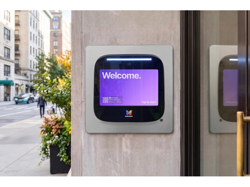 ButterflyMX video intercom panel at a multi-tenant building entrance