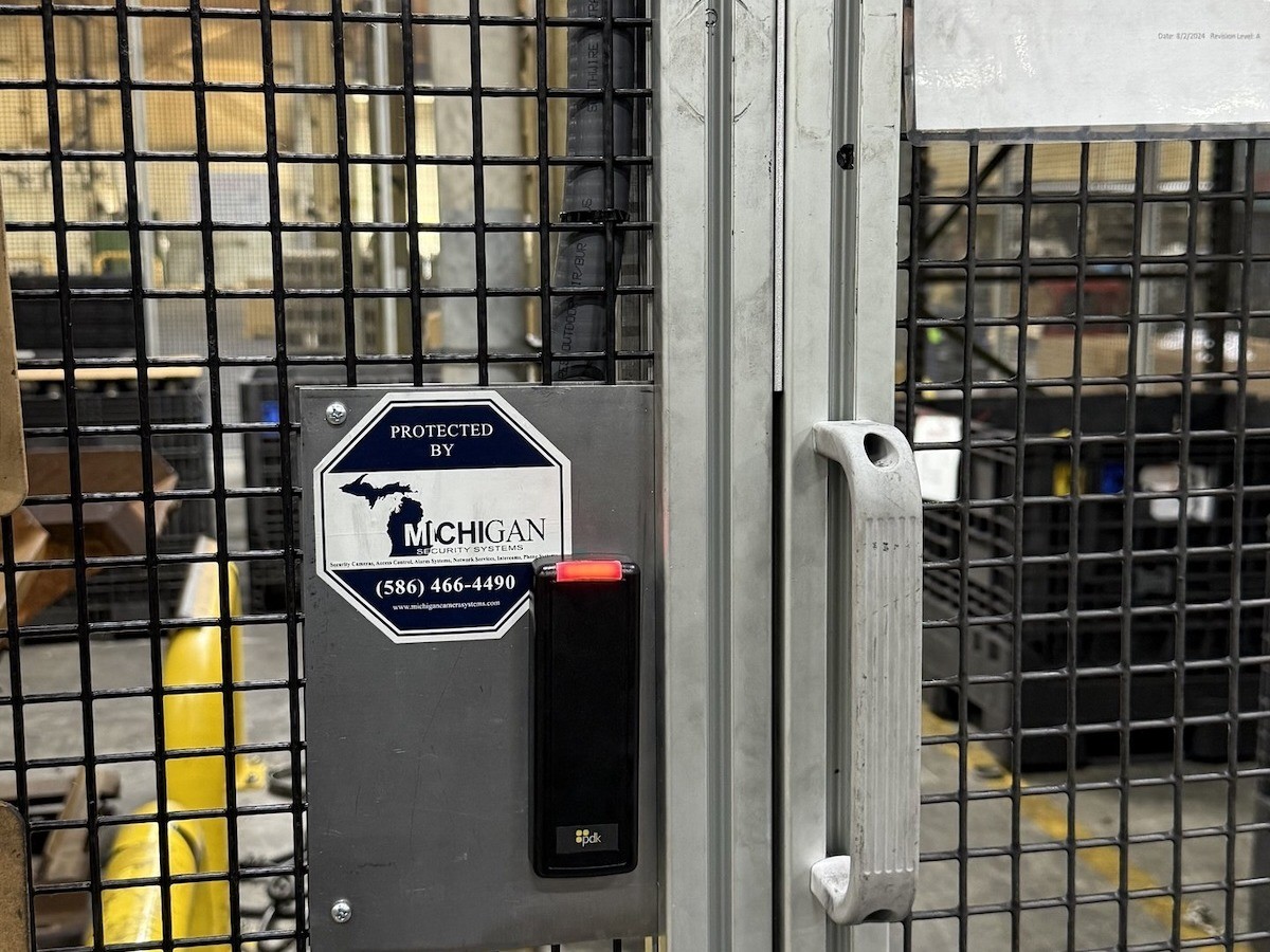 HID card reader on industrial gate Michigan